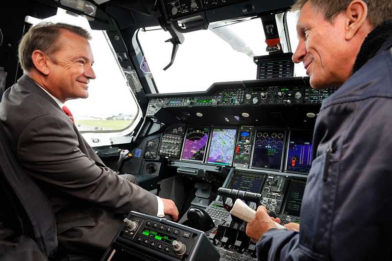 Rüdiger Wolf im Cockpit - Staatssekretär im Bundesministerium der Verteidigung